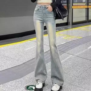 [하프클럽/]여성용 기본 세미 부츠컷 워싱 데님 팬츠