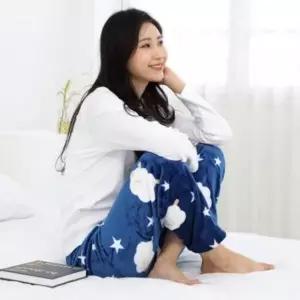 ( )여성용 수면바지 네이비 겨울실내복 우정잠옷 겨울내 잠옷 내의 우정 여자 커플 수면 홈웨어 실내복 여