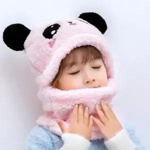 유아 겨울 곰돌이 모자 캐릭터 워머 후드 일체형 자수 이중 겨울모자
