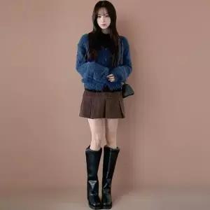 [하프클럽/]여성 플리츠 미니 스커트 뒷밴딩 코듀로이