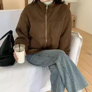 여자 겨울 누빔 스웨이드 집업 코튼면 아우터 자켓