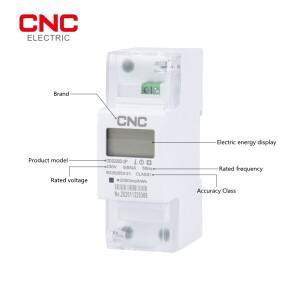 CNC 2P LCD 단상 Din-rail 에너지 계량기, 활성 수입 수출 kWh, 65A, 100A, 220V, 50Hz, 60Hz