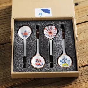 다용도 도자기 스푼 세트 롱 요거트 우동 스프 멀티컬러