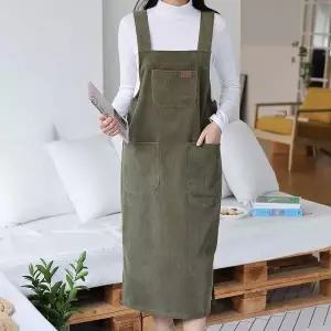 [하프클럽/]여성 대형포켓 골덴 멜빵 롱드레스 속기모 사이트임