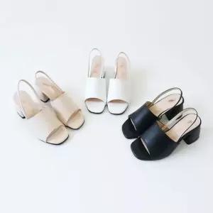 국내제작 502 미들힐 통굽 토오픈 슬링백 샌들