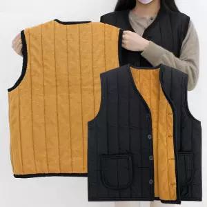 방한 깔깔이 융털조끼 겨울 경량 보온 베이직 패딩 베스트 어르신 사무실 털 조끼