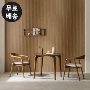 [벤티스가구]로미 고무나무 원목 식탁세트 원형 2인용 주방 식탁 고급 미니 2인 가구(월넛)