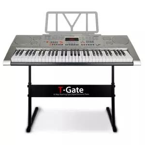 [토이게이트]61건반 교습용 디지털 피아노 TYPE D 실버 + 악보대 + 블랙스탠드 세트