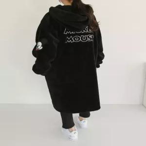 디즈니정품 미키마우스 덤블 양털 후드 롱 후리스 집업 점퍼 여성 겨울 플리스