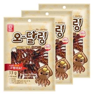 한진식품 오달링 버터구이 오다리 33g 3개