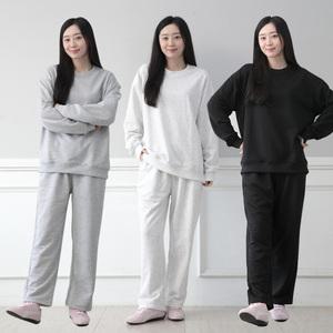 맨투맨 고급 상의+하의 세트 빅사이즈 오버핏 박시 남녀공용 긴팔티 여성 밴딩 팬츠 여자 트레이닝복