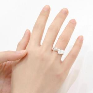 여자 클래식 미니사이즈 실버 하트 커플링 반지_3