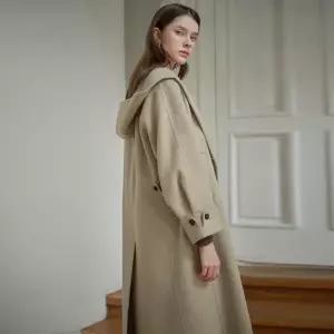 [르니앤맥코이]와이드 후드 발열안감 핸드메이드 더블코트 MK11HC205HJY