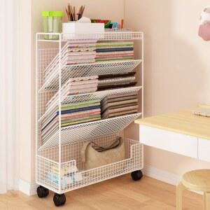 북카트 이동식 수납 선반 대형 도서실 스낵바 레트로 화이드 잡지꽂이 블랙 가리개 바닥형