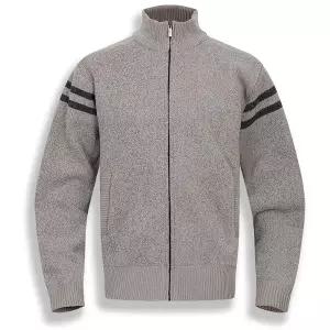 [디바옴므]겨울 하이넥 기모 안감 투라인 배색 니트 집업 가디건 스판 자켓 골프