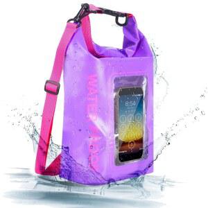 TYUTOESG 방수 드라이백 2L/5L - 롤탑 수영장 가방 및 휴대폰 파우치 카약, 보트 타기, 수영, 낚시, 래프팅, 캠핑 등 수상 모험에 필수적인 장비