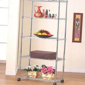 거실 5단 선반 다용도 사다리 모서리 메탈 수납 선반 조절형 스틸 메탈랙 이동식 바퀴형 철제 위치 달린