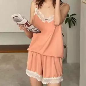 여성 아이스 캐주얼 파자마 셋업 필수템 홈웨어 슬립