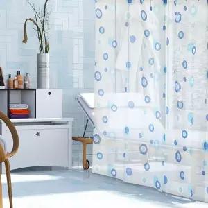 [골드스마일]땡땡이 반투명 샤워 커튼 블루 중 욕실커튼 방수커튼