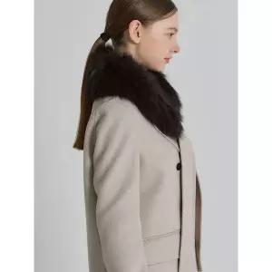 [하프클럽/]세인트 천연폭스퍼 울블렌드 벨티드 롱코트 ( 퍼 머플러)