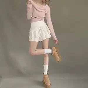 여성 하이웨스트 밴딩 프릴 미니 스커트 짧은 치마