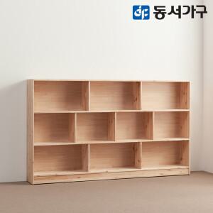 삼나무 원목 3단 가로형 책장 DF628789