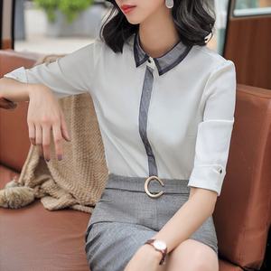 5부 여성블라우스 셔츠 정장블라우스 오피스룩 화이트셔츠 여름 유니폼 면접