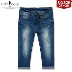 [핫코드][핫코드] 여름 남자 7부바지 스판 워싱 청반바지 HC810