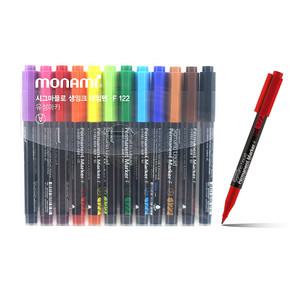 모나미 시그마플로 생잉크 네임펜 F122 12색 유성 싸인펜 1mm 얇은 가는 세필 마카 글씨 fine 드로잉