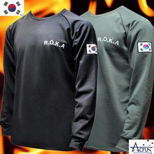 국산 블랙 카키 2컬러 ROKA 로카 기모 발열 자수 맨투맨 기능성 방한 넥워머 SET 커플 남자 여자 군인 티셔츠