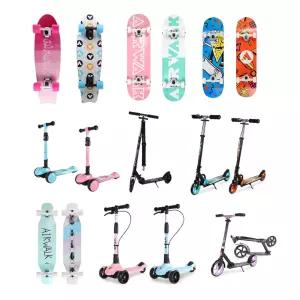 킥보드 스케이트보드 스쿠터 (초보 입문 어린이 성인 헬멧 보호대 에어워크 접이식 브레이크