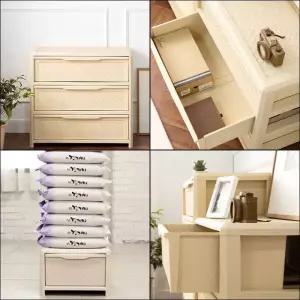 [롯데단독]비비 와이드 3단서랍장 (라탄무늬 서랍장/하중1000Kg)다용도 튼튼