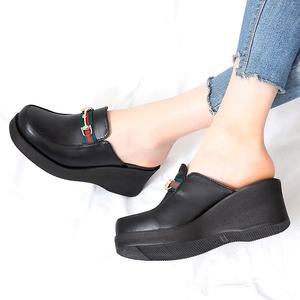 여성슬리퍼 앞막힌 미용실 사무실 통굽 키높이 여자슬리퍼 굽7Cm