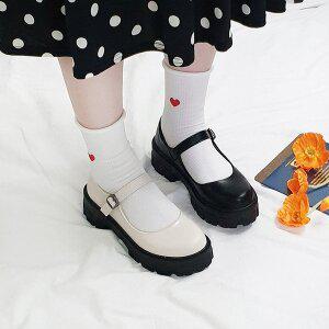 [디아]청키 라운드 오버솔 통굽 키높이 메리제인 구두 5cm