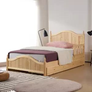 로렌  네추럴) 원목 슈퍼 싱글 초등 학생 아동 어린이 공주 침대  매트포함)