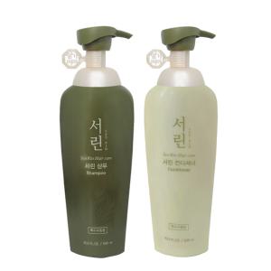 댕기머리 서린 샴푸 린스 바디워시 500ml x 2개 세트 펌프형 한방샴푸 녹차추출물 보습