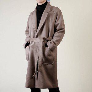 [프랭키뉴욕] 남자 로브 울 코트 겨울 모직 오버핏 30대 40대 블랙 그레이 차콜_MMCO03