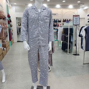 [비비안]물실크 잔체크 하트고양이 캐릭터 남자파자마 MP8727A