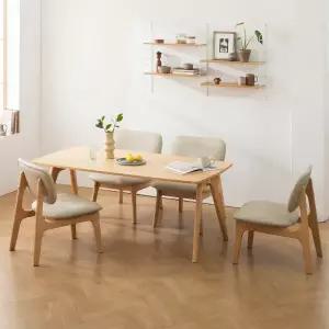 장인가구 칸토르 와이드 1600 원목 패밀리 4인 낮은 식탁세트 의자형