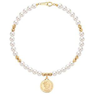 갤러리아 [골드팡] 14k 엘리자베스코인 스와로브스키 진주 팔찌