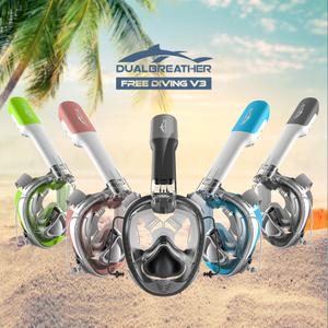 (무료 반품/교환) 듀얼브레서 프리다이빙 V3 스노쿨링 마스크/스노클링 장비/스노우쿨링 풀페이스 마스크