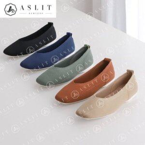 [기타][애슬릿] 스퀘어 토 여성 단화 데일리 니트 플랫 슈즈