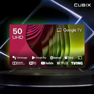 [으뜸효율]큐빅스 127cm 50인치 스마트TV UHD 4K 울트라LED 구글티비 안드로이드 에너지1등급 스탠드형 벽걸이형