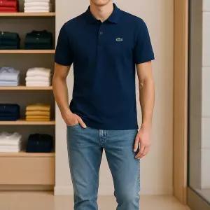 라코스테 맨즈 슬림핏 폴로 카라 반팔티 네이비 PH4012-166