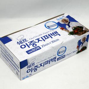 쉐프 이중 지퍼백 대형 80매25X30 cm
