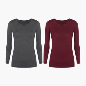 판도라by비비안 여성 발열 내복 상의 기모 스판 여자 겨울 긴팔 내의 윗도리 차콜 와인 한파 보온 LG1553