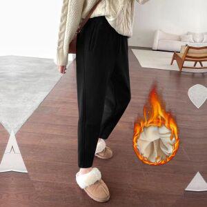 스타일아유 기모 도톰 캐주얼 배기팬츠 여성 겨울 따뜻한 융털바지 LP0600