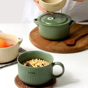 세라믹 도자기 라면기 편수 양수 손잡이 라면 그릇 뚜껑 전자레인지 시리얼 계란찜