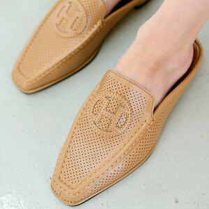 [더힐][더힐슈즈] 가죽 스퀘어토 펀칭 여성여자 구두 뮬 블로퍼 슬리퍼 2cm sy8010