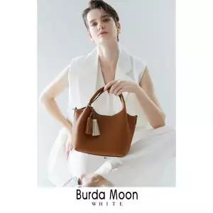 [Burda Moon][런칭가149000원]부르다문화이트 소가죽 토트백+미니백+스트랩
